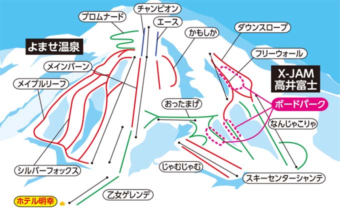 X-JAM高井富士＆よませ温スキー場マップ