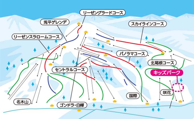 白馬八方尾根スキー場マップ