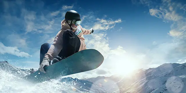 Snowboarder in action. Extreme winter sports.